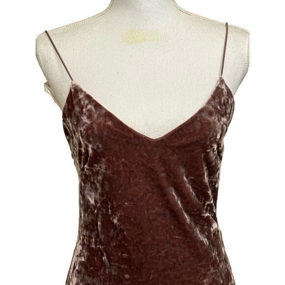 MindCode brown crushed velvet slip dress, midi, large, vintage, whimsical, alt - Picture 4 of 4